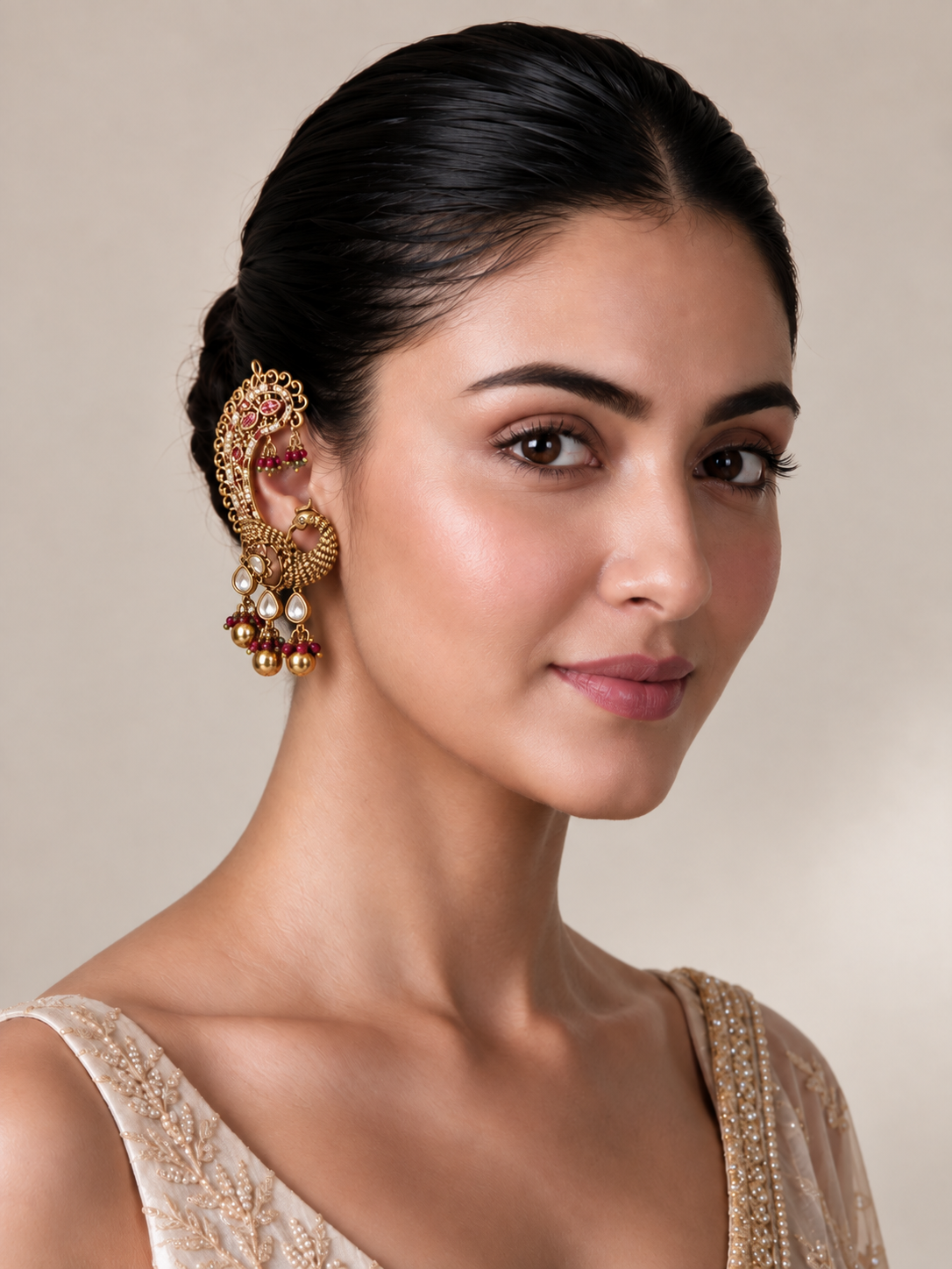 Ruby Peacock Statement Earrings