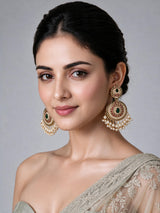 Jadau Pearl Embellished Circular Statement Earrings