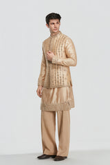 Kurta and jacket- heavy chanderi , pant -Cotton twill