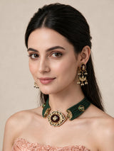Kundan Beaded Choker with Drop Earrings