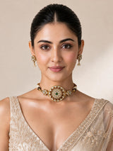 Handcrafted Jadau Kundan Choker Set with Pearl Accents