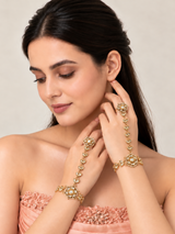 Kundan Pearl Leaf Haath Phool Pair