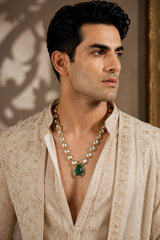 Kundan Green Drop Pendant Necklace