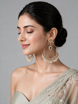 Multicolour Jadau Pearl Oversized Hoop Earrings