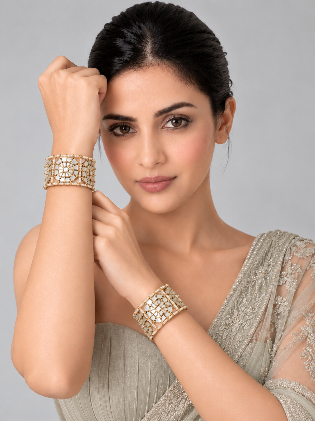 Pearl Kundan Mosaic Statement Bangles 35