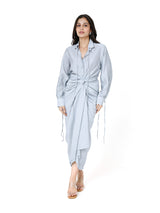 Ash Grey Chanderi Skirt Shirt Set for Subtle Sophistication