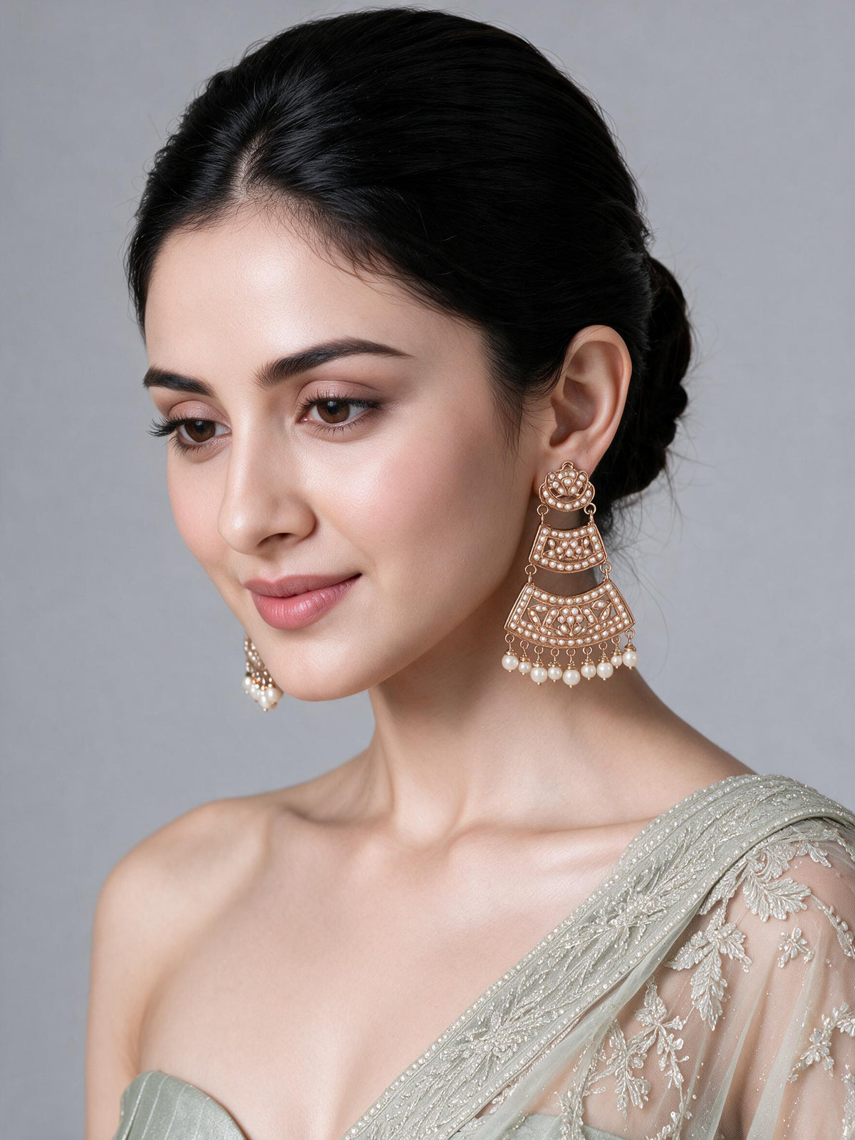 Jadau Pearl Tiered Statement Earrings