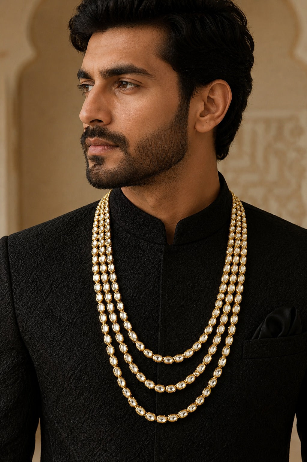 Classic Three-Layered Kundan Mala
