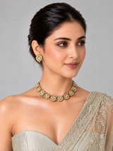 Moissanite Polki Floral Choker Necklace Set
