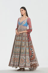 Mirror work , zari , dori thread