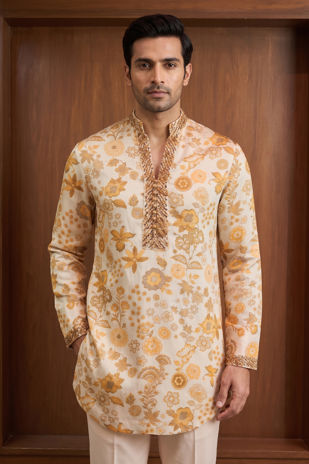Ivory Linen Satin Kurta