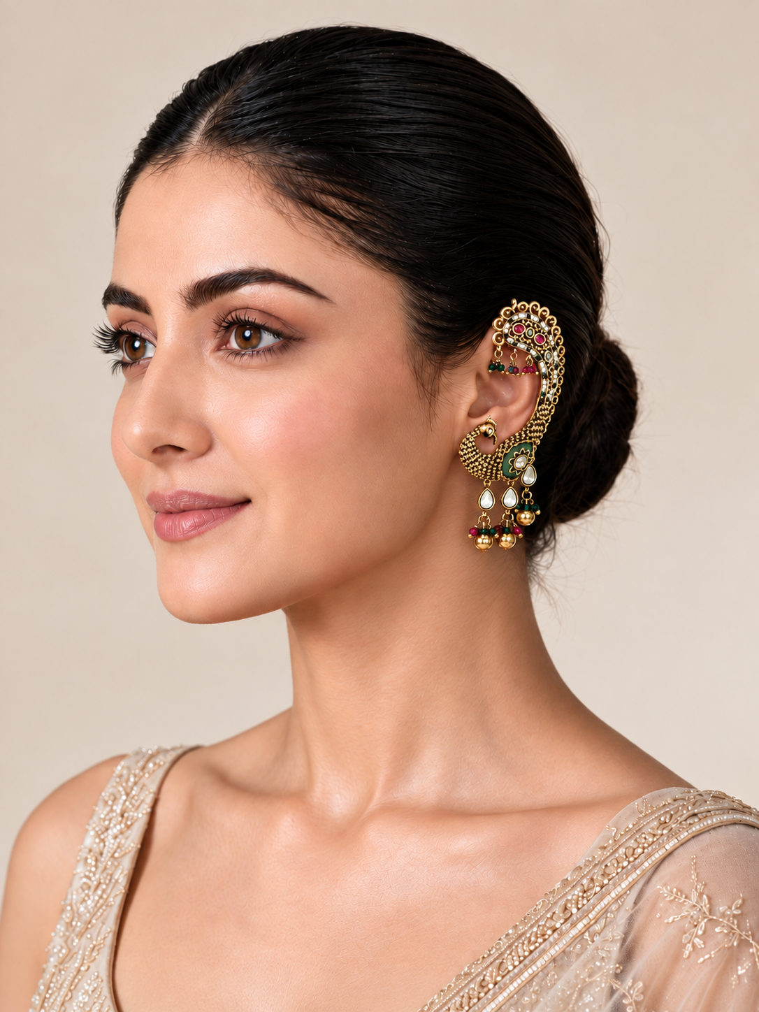 Multicolour Peacock Statement Earrings