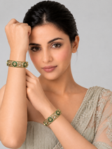 Emerald Moissanite Polki Floral Bangles