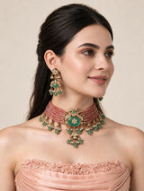 Kundan Beaded Choker with Drop Earrings