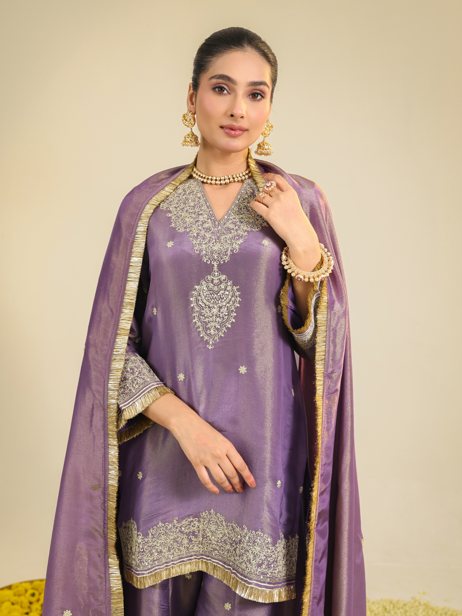 Purple Shimmer Begum Kurta Set