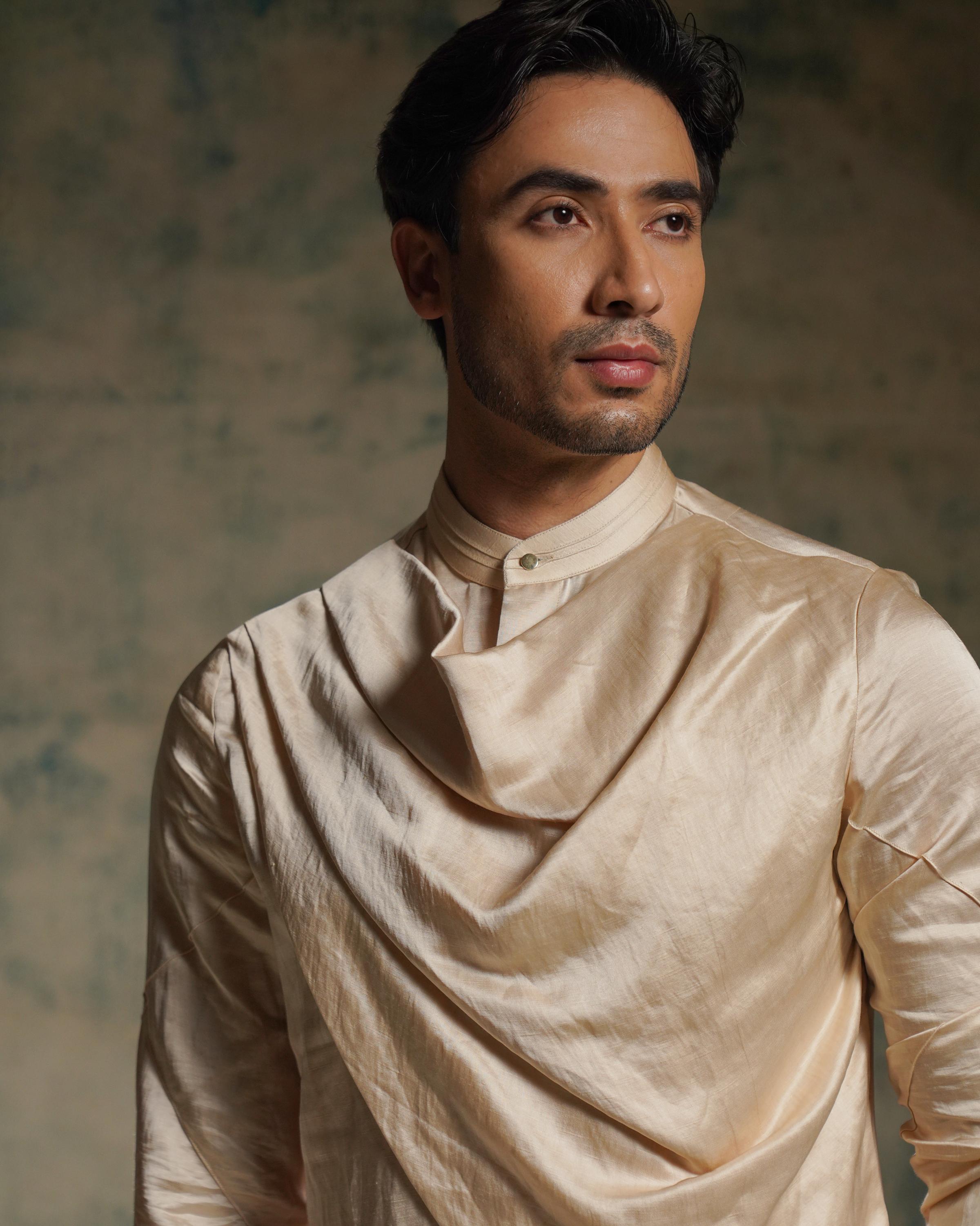 BUTTERCREAM LONG KURTA
SET WITH DRAPE