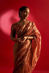 Red Polka Tissue Saree