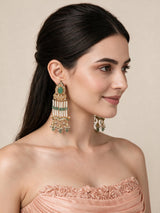Sage Green Kundan Statement Earrings
