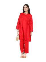 Crimson Red Everyday Kurta Set in Cotton Satin