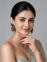 Multicolor Kundan Floral Drop Earrings 56