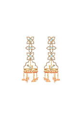 3 flower Earrings with Bird earchains