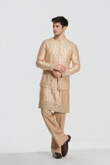 Kurta and jacket- heavy chanderi , pant -Cotton twill