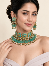 Turquoise Floral Beaded Necklace Set 28