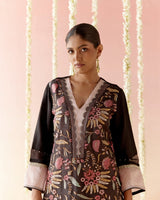 Black Orchid Embroidered Kurta with Narrow Pants & Dupatta - Set of 3