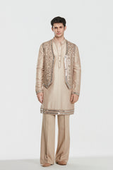 Kurta and jacket - Heavy chanderi , Pant-Cotton twill