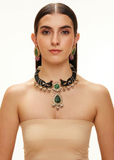 Mayur mukh panna necklace set