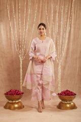Pink Moroccan Dori Kurta with 
Flared Pants