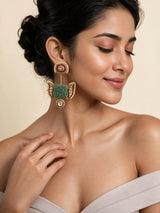 Sage Green Handmade Kundan Statement Earrings