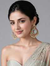 Multicolour Jadau Pearl Chandbali Earrings