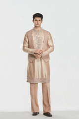 Kurta and coat - heavy chanderi , pant -Cotton twill