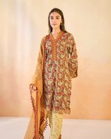 Ruby Petal Scallop Cotton Kurta with Tulip Pants