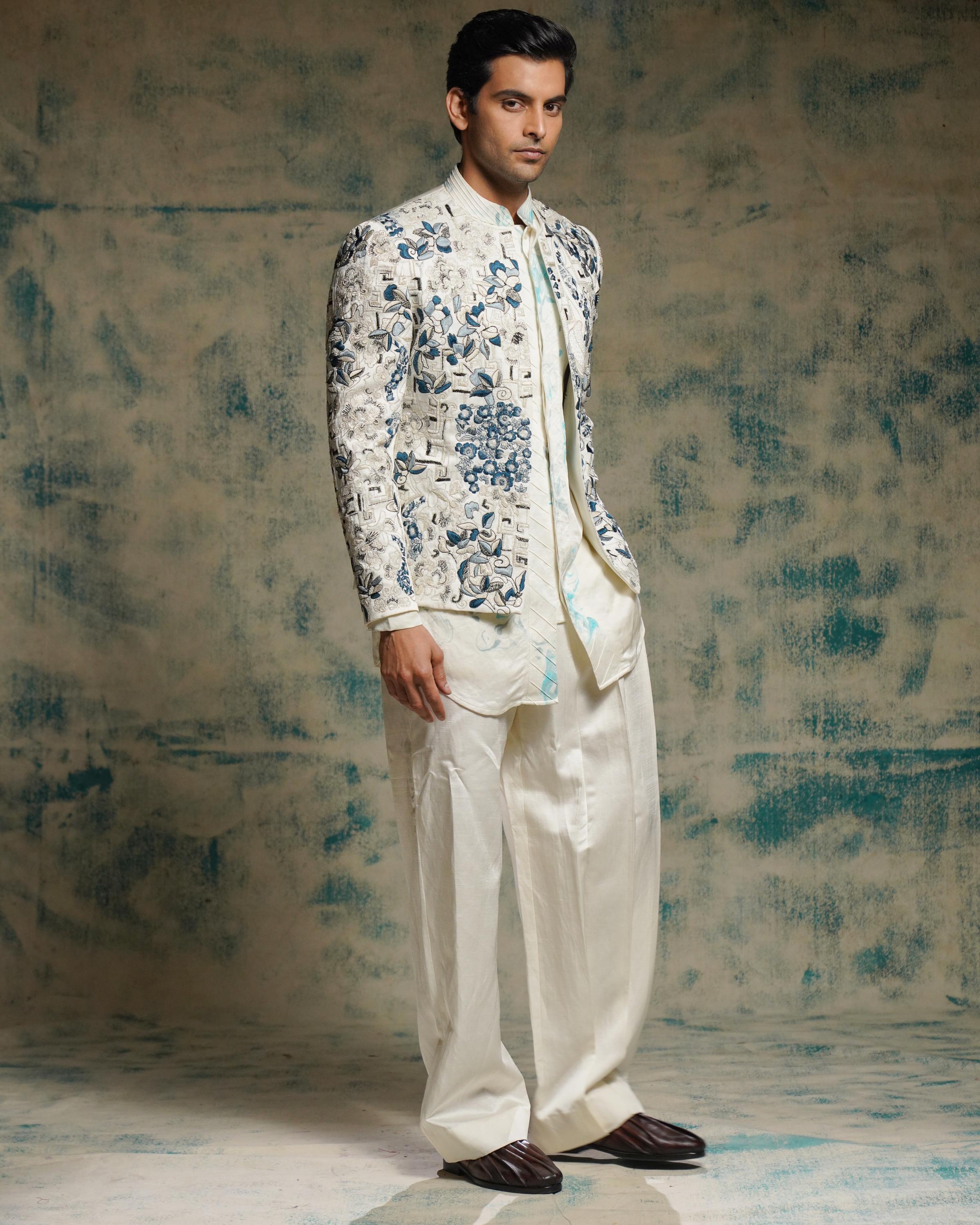 Ivory Embriodered Short Jacket Set