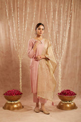 Peach Dori Chanderi Kurta with Narrow Pants