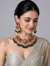 Multicolour Kundan Bead Necklace Set 22