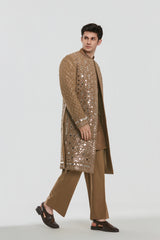 Kurta - Heavy chanderi , Jacket - Neo tech , Pant-Neo tech
