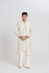 Ombre Mirror Ivory Kurta Set