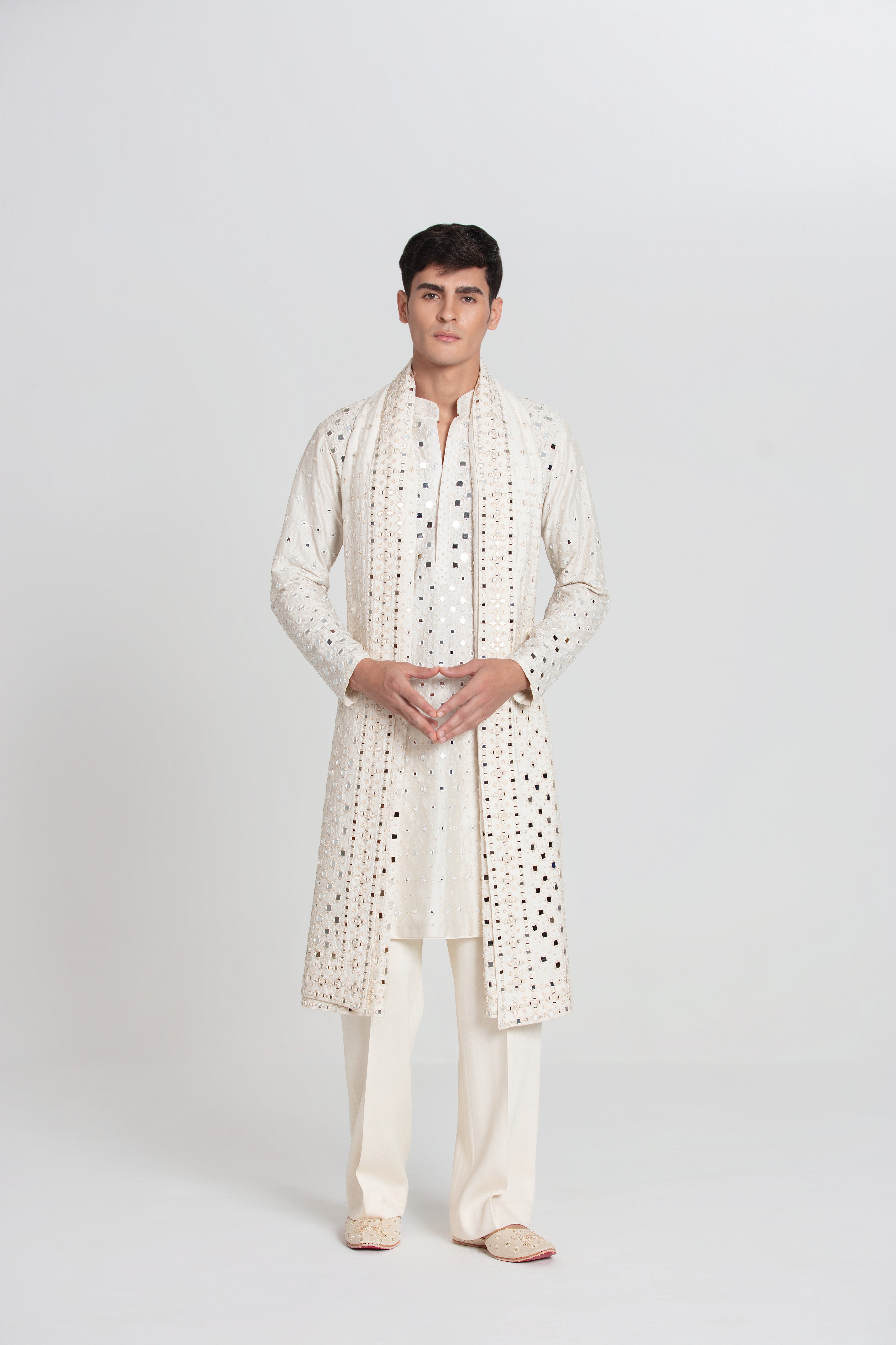 Ombre Mirror Ivory Kurta Set