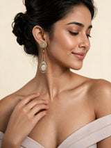 Ivory semi-Precious Dual Stone Drop Earrings