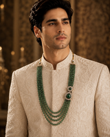 Layered Green Beaded Statement Mala