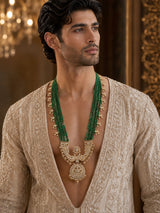 Green Beaded Kundan Pendant Groom Necklace