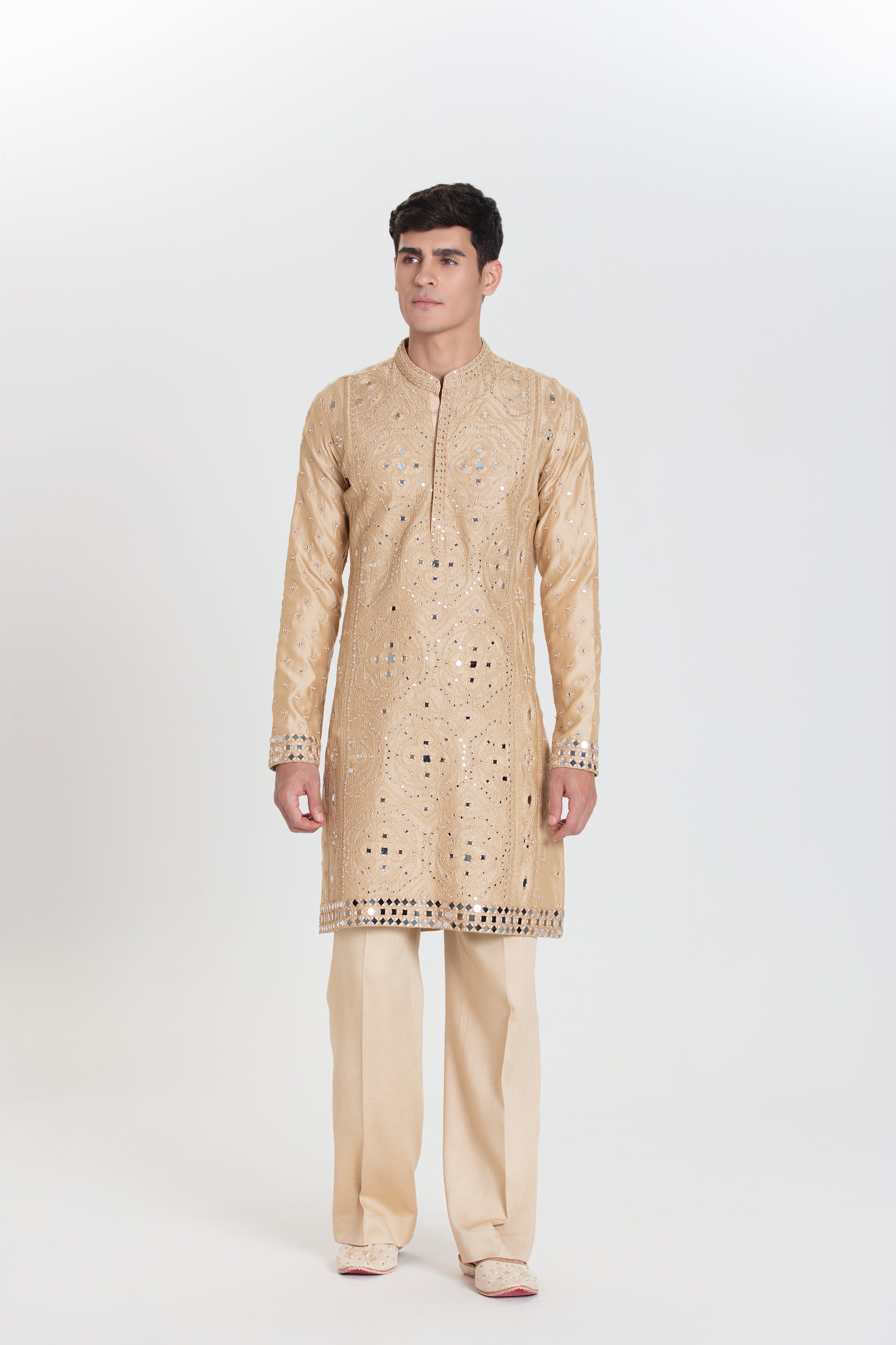 Beige Blossom Kurta Set