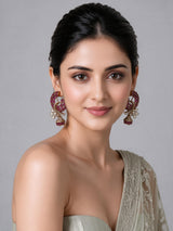 Pink Stone Peacock Statement Earrings 50