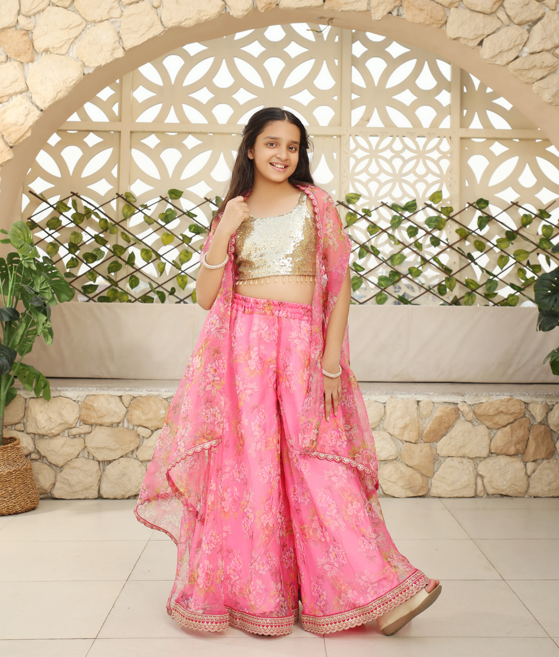 Sequence Embroidered Top with Plazzo