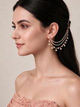 Kundan Pearl Cascade Ear Chain