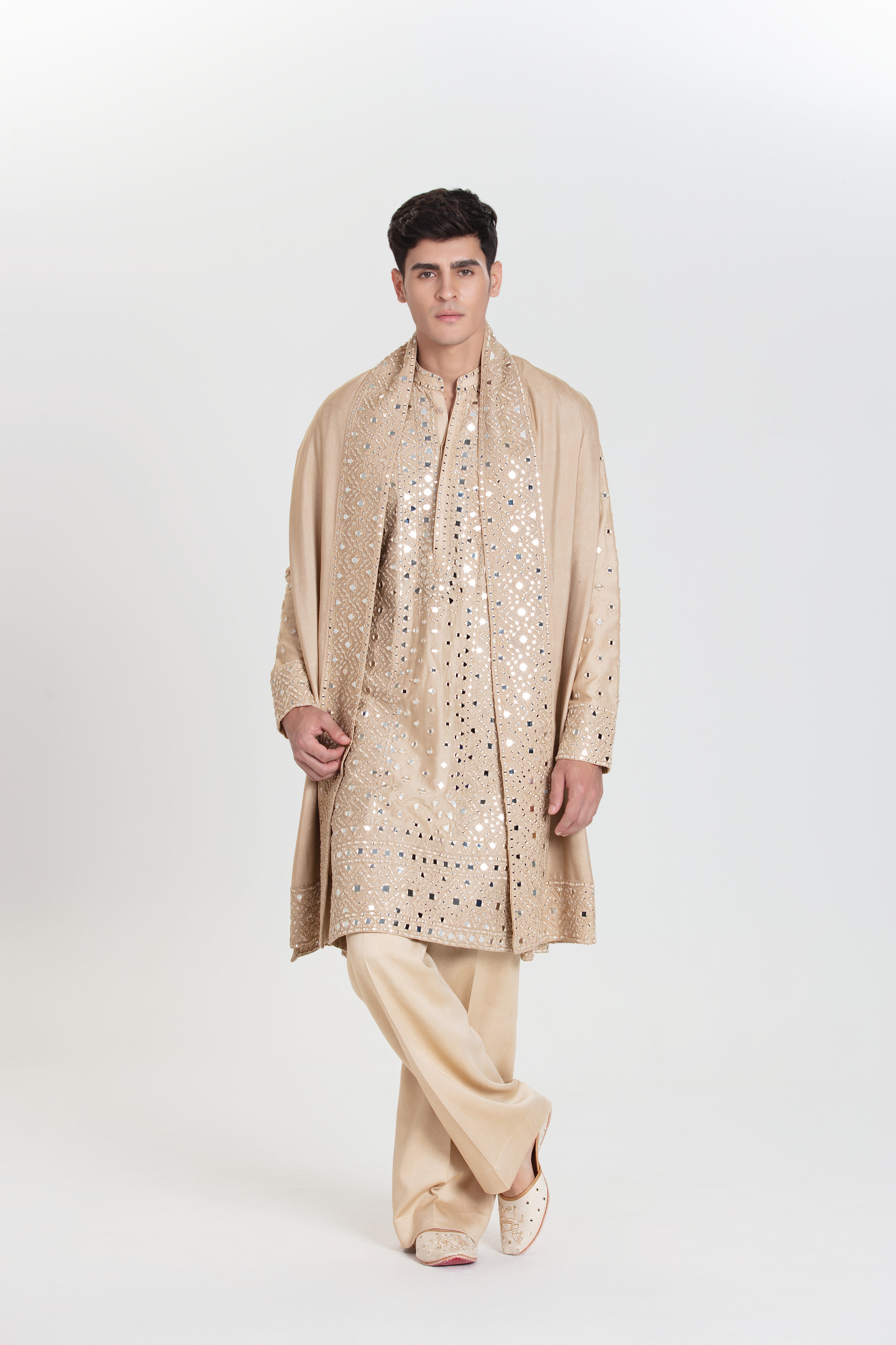 Beige Diamond Kurta Set