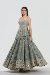 Mirror work , zari , dori thread